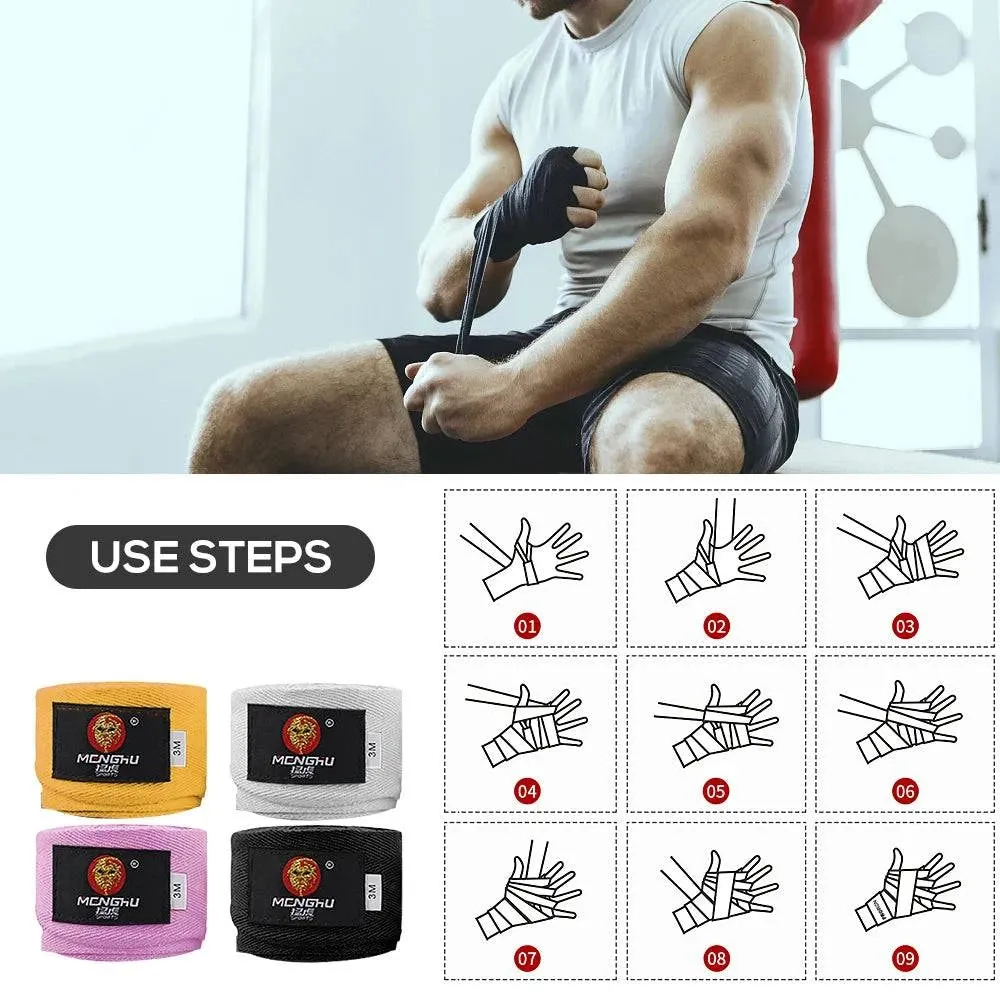 1 Pair Boxing Gloves with Wrist Support Straps Muay Thai MMA Punching Training Bag Gloves Handwraps Kick Boxing Sports Mittens