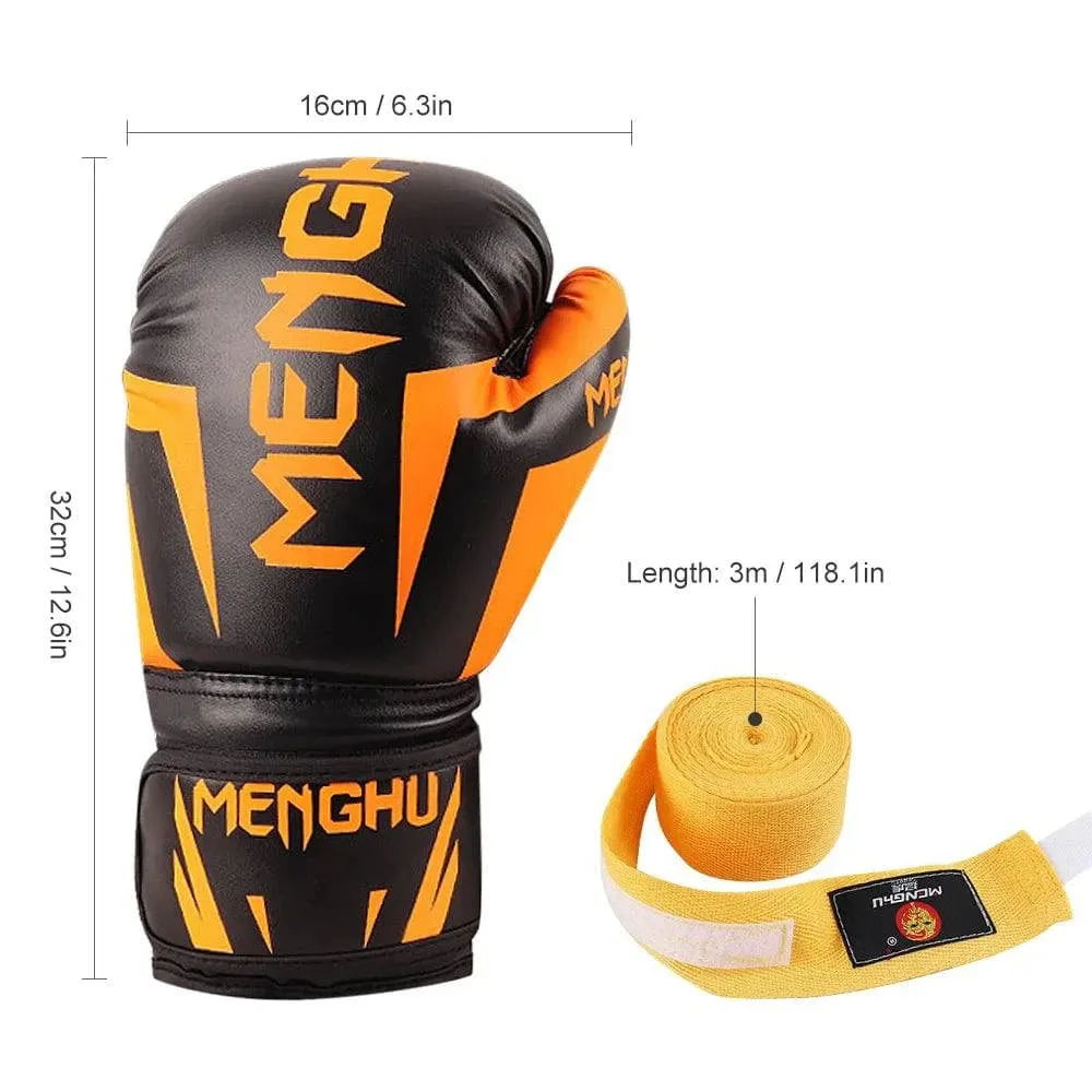 1 Pair Boxing Gloves with Wrist Support Straps Muay Thai MMA Punching Training Bag Gloves Handwraps Kick Boxing Sports Mittens