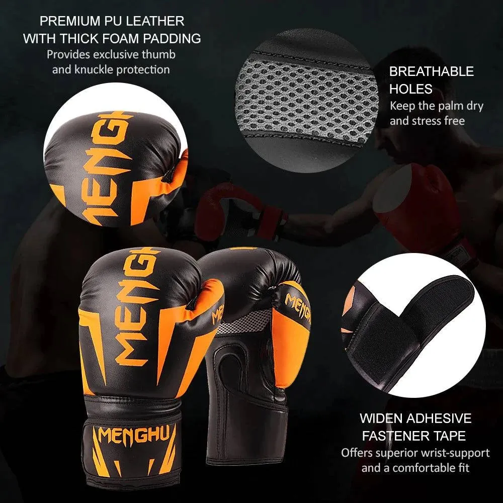 1 Pair Boxing Gloves with Wrist Support Straps Muay Thai MMA Punching Training Bag Gloves Handwraps Kick Boxing Sports Mittens
