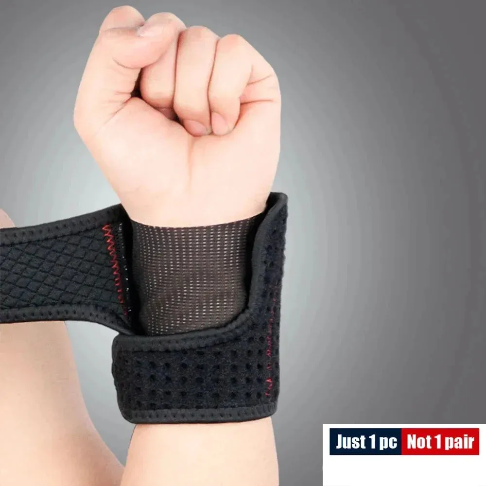 1 Pc Sports Adjustable Breathable Wrist Brace with Spring Support for Basketball Gym Training