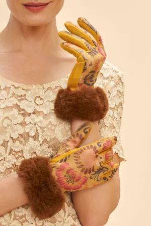 Bernadette Gloves - Mustard floral
