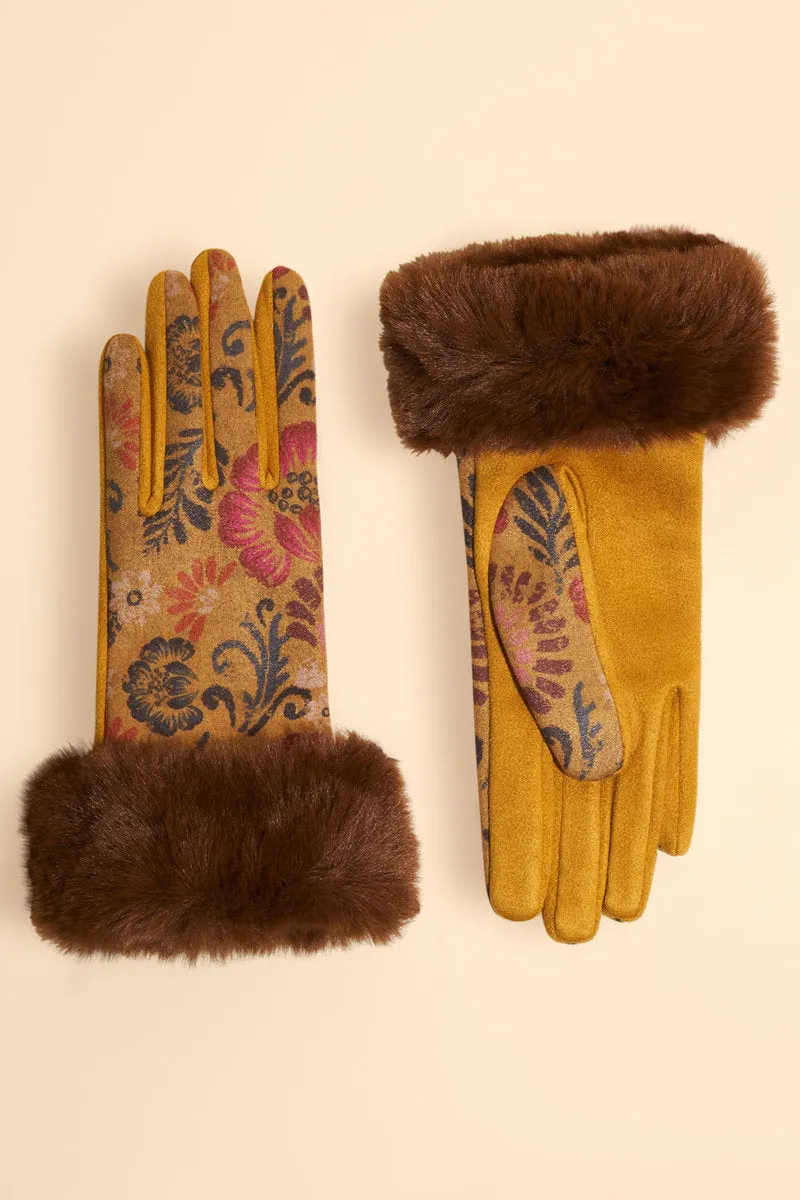Bernadette Gloves - Mustard floral