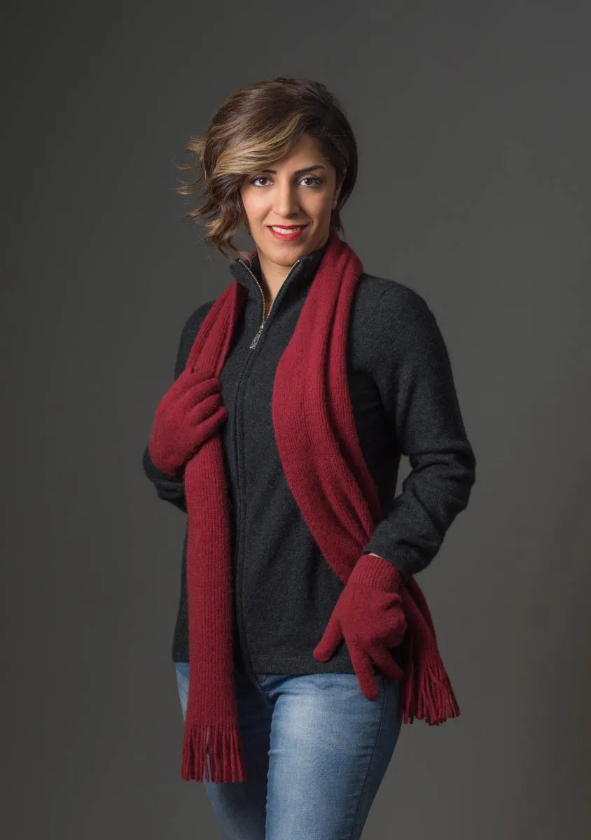 Berry #2 Plain Gloves Possum Merino Wool - NX100
