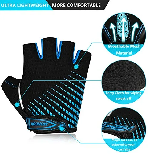 BIKINGMOREOK Cycling Gloves Bike Gloves for Men Women,Breathable Bicycle Gloves,5MM Gel Pads Mountain Bike Gloves,Non-Slip DH Road MTB Biking Gloves for Cycling,Workout Sports-Blue-S