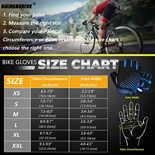 BIKINGMOREOK Cycling Gloves Bike Gloves for Men Women,Breathable Bicycle Gloves,5MM Gel Pads Mountain Bike Gloves,Non-Slip DH Road MTB Biking Gloves for Cycling,Workout Sports-Blue-S