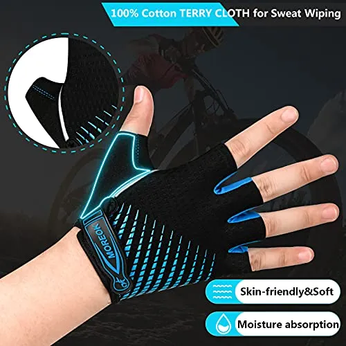 BIKINGMOREOK Cycling Gloves Bike Gloves for Men Women,Breathable Bicycle Gloves,5MM Gel Pads Mountain Bike Gloves,Non-Slip DH Road MTB Biking Gloves for Cycling,Workout Sports-Blue-S