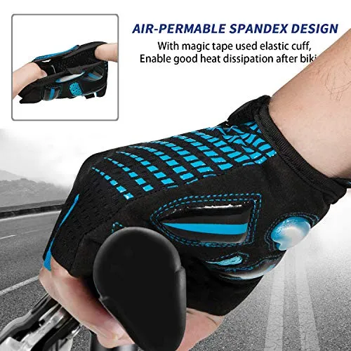 BIKINGMOREOK Cycling Gloves Bike Gloves for Men Women,Breathable Bicycle Gloves,5MM Gel Pads Mountain Bike Gloves,Non-Slip DH Road MTB Biking Gloves for Cycling,Workout Sports-Blue-S