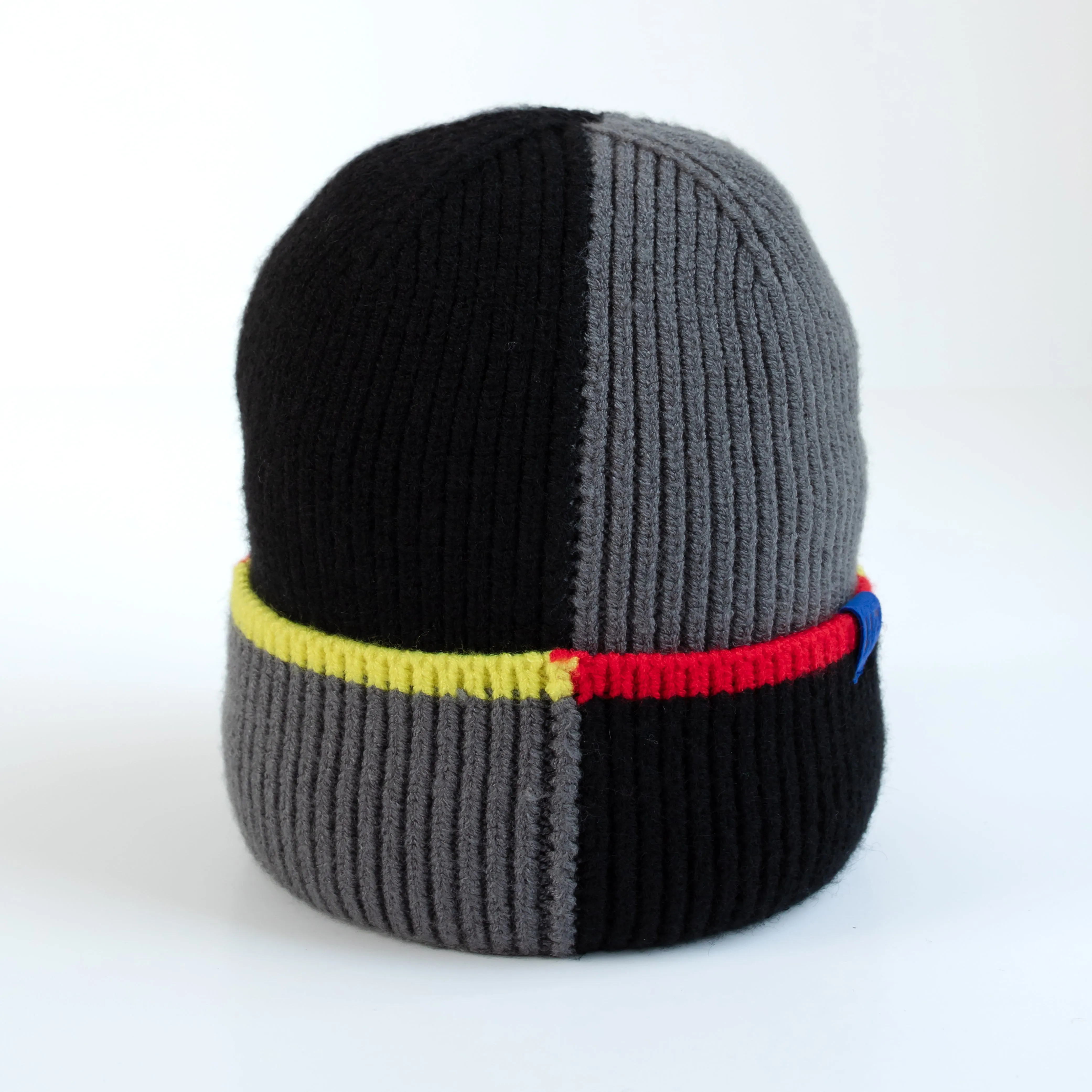 Boy's Grey Black Color Block Knit Toque