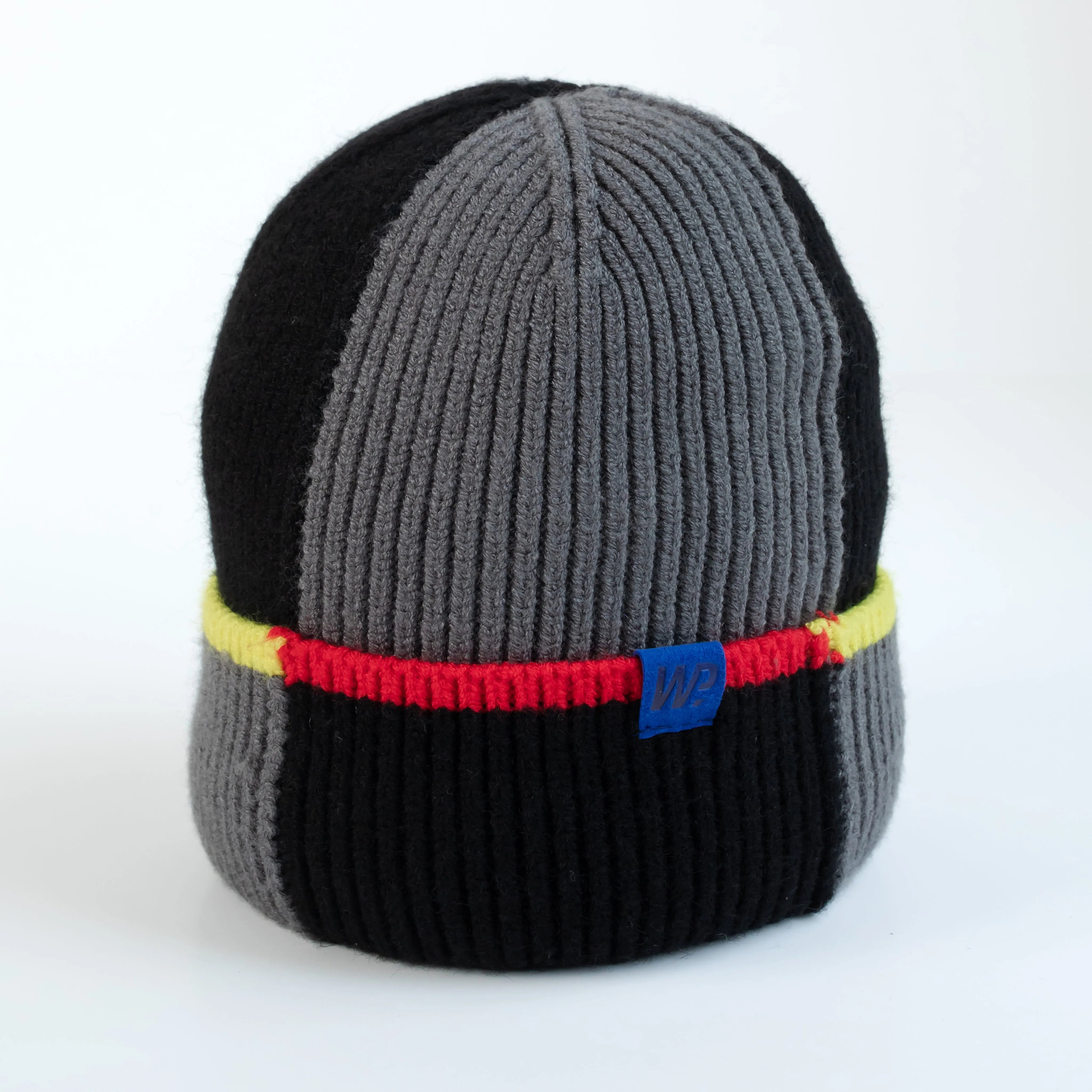 Boy's Grey Black Color Block Knit Toque