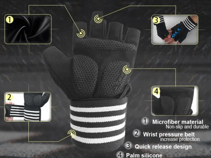 Breathable Non-Slip Elastic Men's Gloves With Adjustable Clasp For Training - SF0832