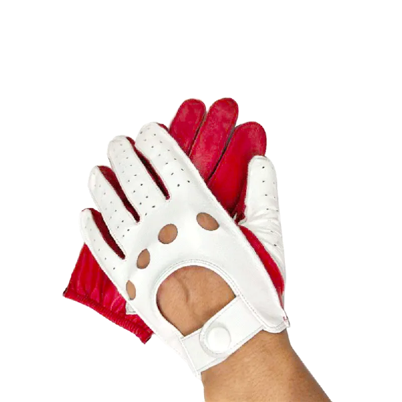 CART TIGER CAT Men's Leather Driving Gloves Soft Lambskin Leather Thin Driving Car Fashion short wrist