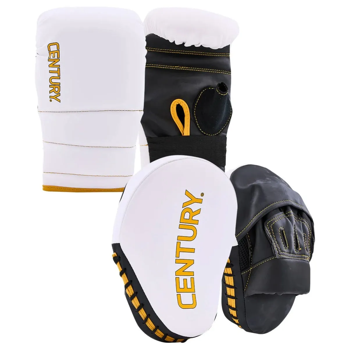 Century Partner Training Gloves and Mitts Combo White/ Gold