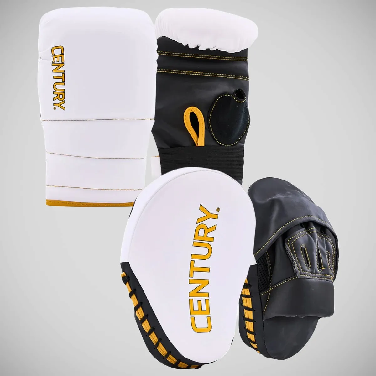 Century Partner Training Gloves and Mitts Combo White/ Gold