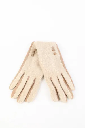 Charlotte Wool Mix Beige Gloves