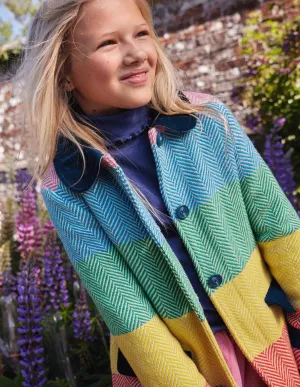 Colourful Wool Coat-Multi Rainbow