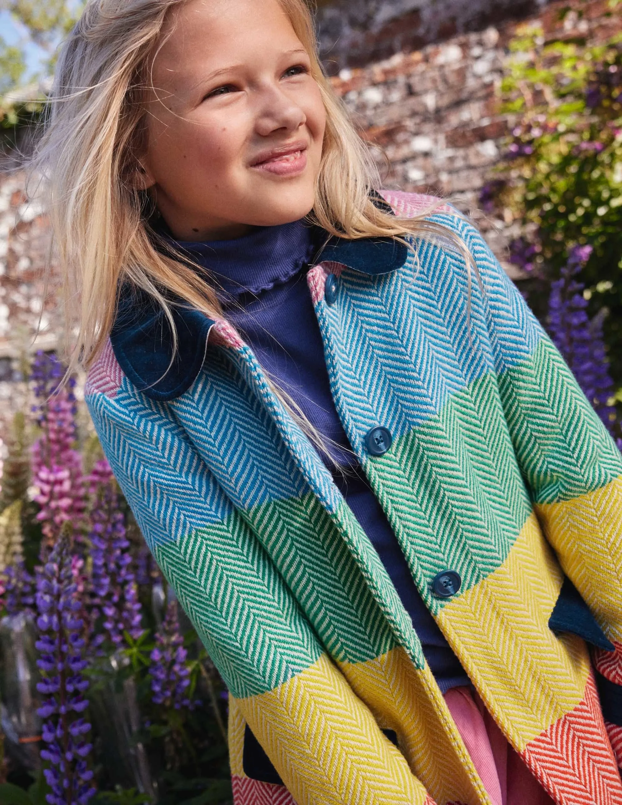 Colourful Wool Coat-Multi Rainbow