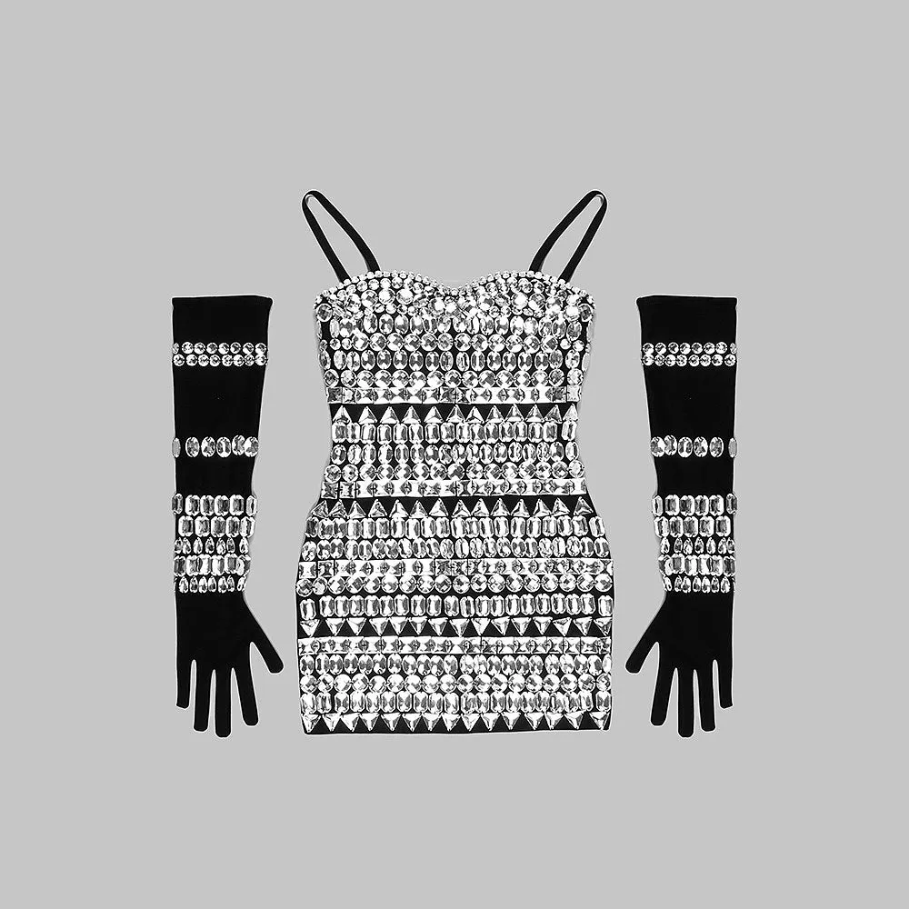 “Crystal Couture” Luxury Dress w/Gloves