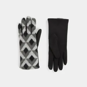 Diamond Pattern Touchscreen Gloves - Grey - Final Sale