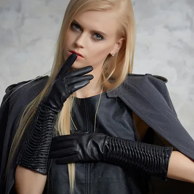 FIORETTO Women's Long Leather Gloves