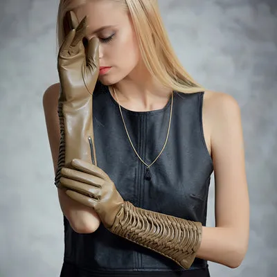 FIORETTO Women's Long Leather Gloves