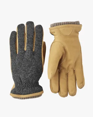 Hestra Noah Goatskin Nubuck & Wool Gloves - Charcoal / Tan