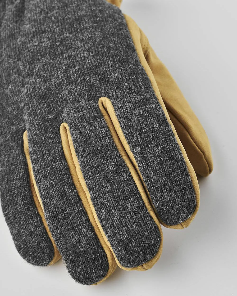 Hestra Noah Goatskin Nubuck & Wool Gloves - Charcoal / Tan
