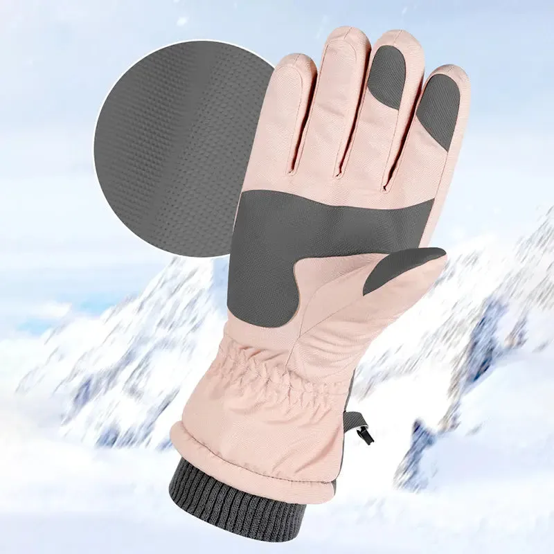 HOTIAN 1 pair Women Colorblock Snowboard Ski Gloves
