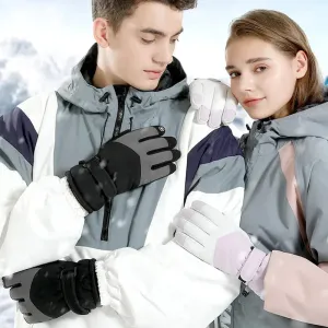 HOTIAN 1 pair Women Colorblock Snowboard Ski Gloves