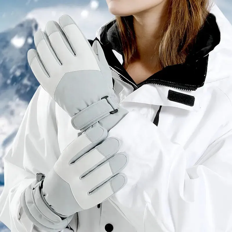 HOTIAN 1 pair Women Colorblock Snowboard Ski Gloves