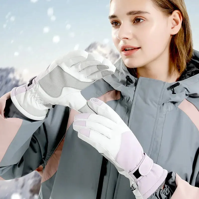 HOTIAN 1 pair Women Colorblock Snowboard Ski Gloves