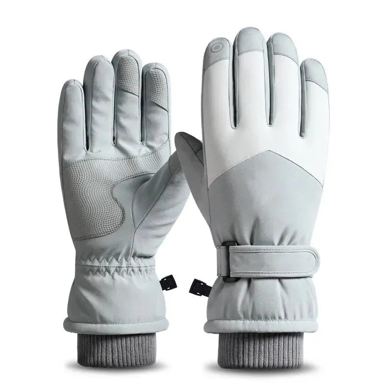HOTIAN 1 pair Women Colorblock Snowboard Ski Gloves