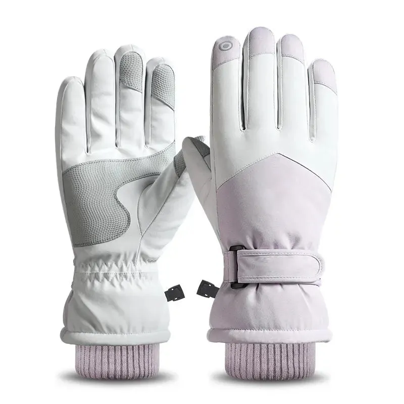HOTIAN 1 pair Women Colorblock Snowboard Ski Gloves