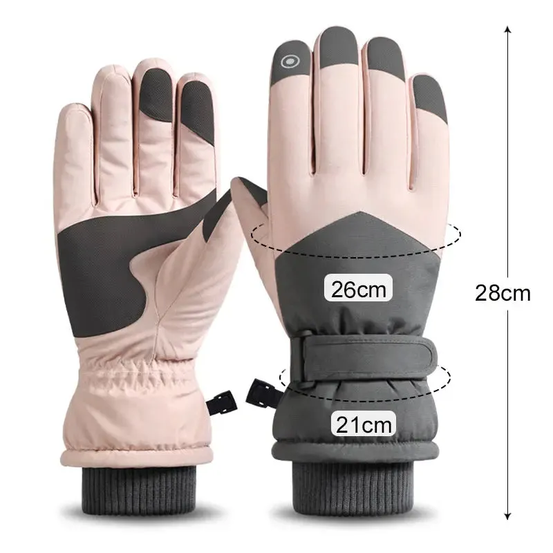 HOTIAN 1 pair Women Colorblock Snowboard Ski Gloves
