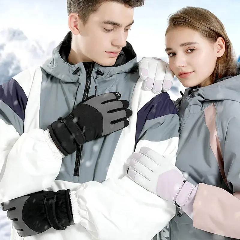 HOTIAN 1 pair Women Colorblock Snowboard Ski Gloves