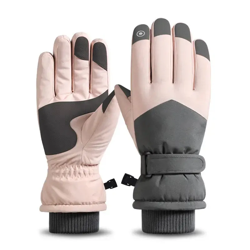 HOTIAN 1 pair Women Colorblock Snowboard Ski Gloves