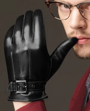 Houndstooth Leather Sheepskin Glove