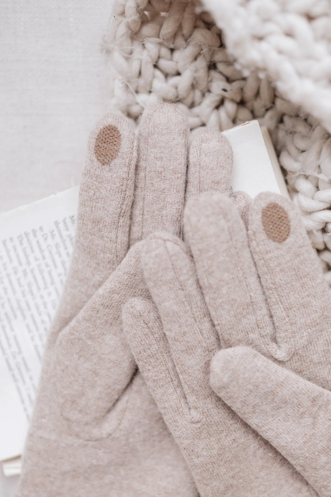 Keeping' Warm Beige Wool Gloves