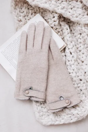 Keeping' Warm Beige Wool Gloves