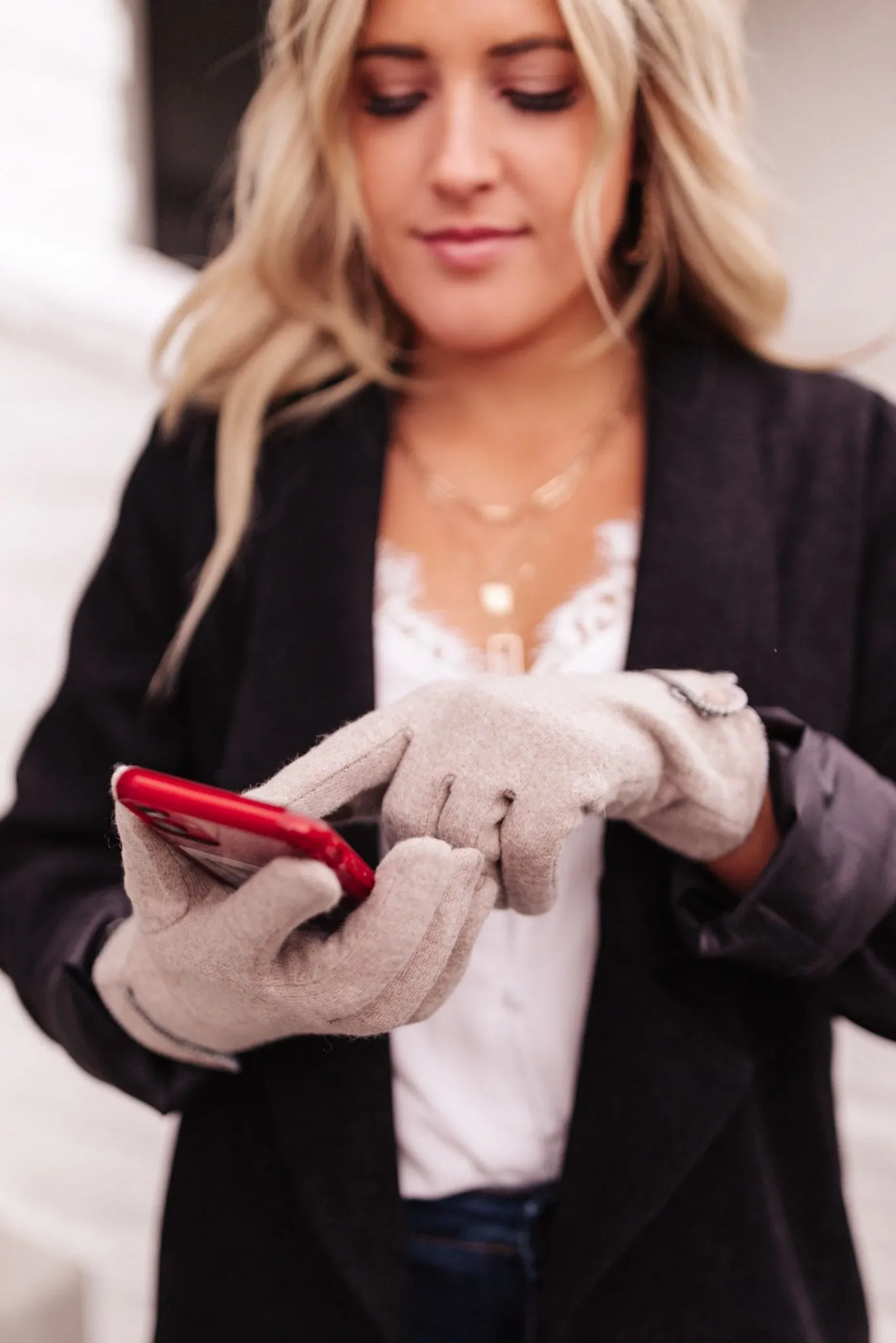 Keeping' Warm Beige Wool Gloves