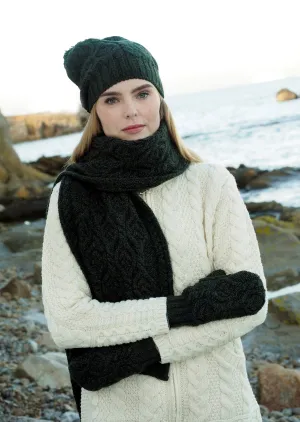 Leaf Design Aran Hat | Green