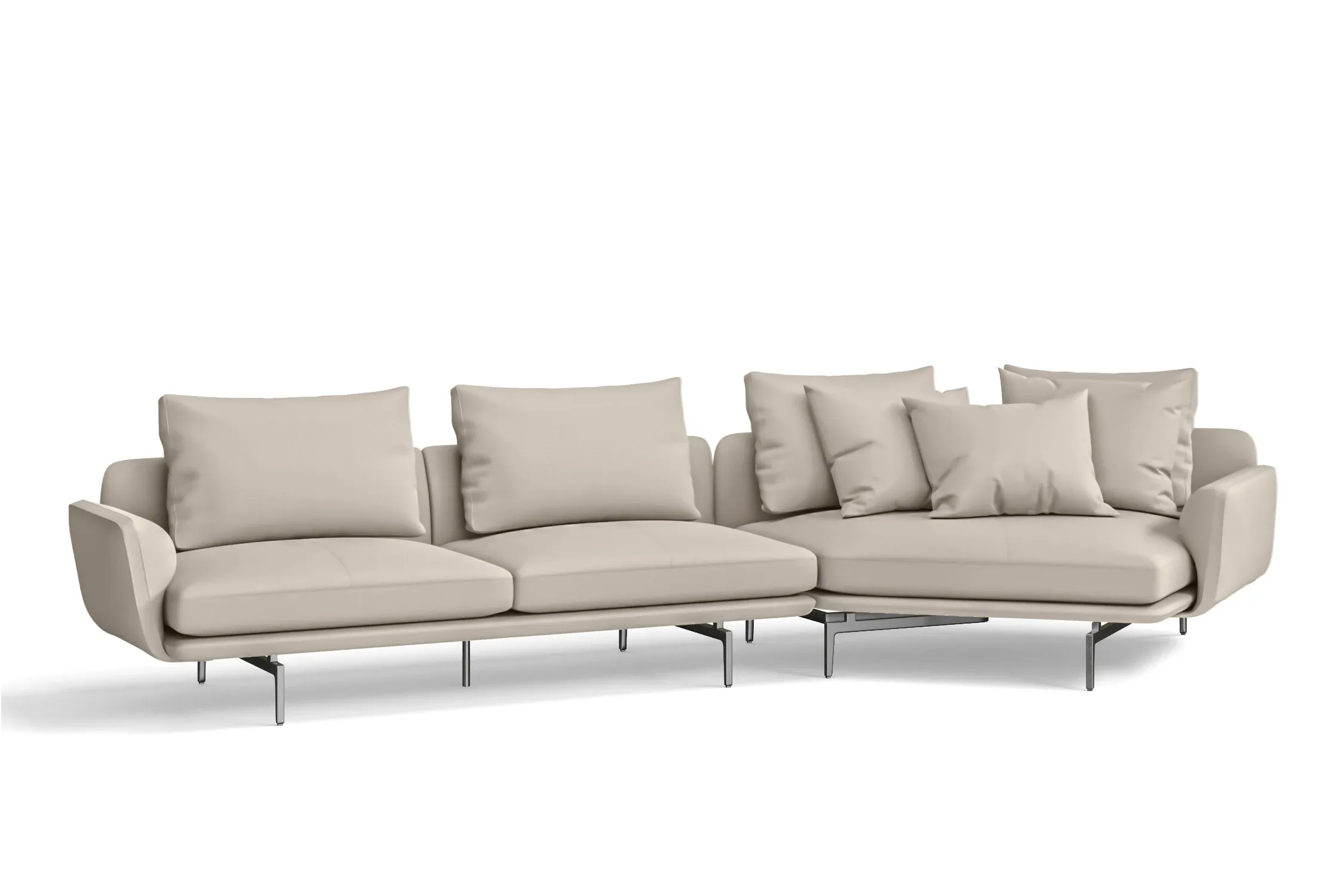 Legnano 4 Seater Right Hand Facing Chaise Lounge Corner Sofa Sand Leather