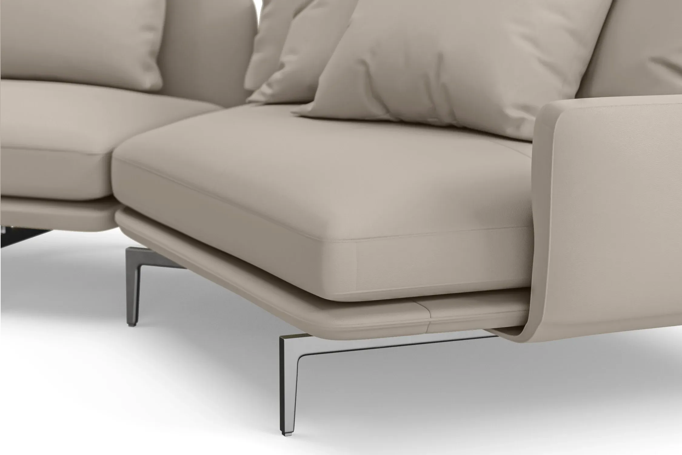 Legnano 4 Seater Right Hand Facing Chaise Lounge Corner Sofa Sand Leather