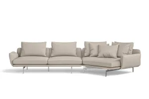 Legnano 4 Seater Right Hand Facing Chaise Lounge Corner Sofa Sand Leather