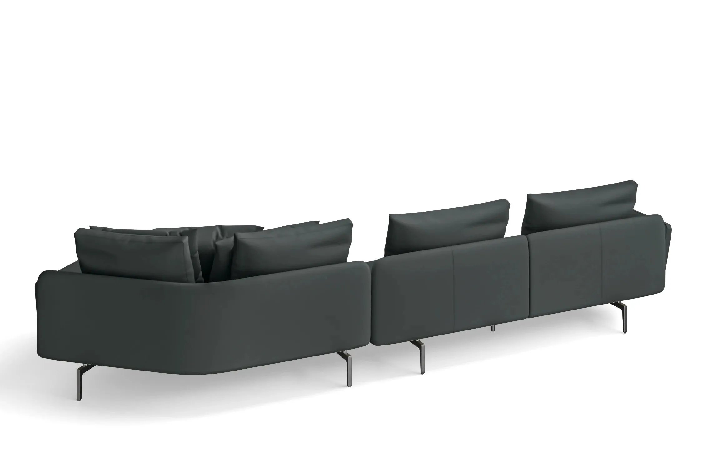 Legnano 4 Seater Right Hand Facing Chaise Lounge Corner Sofa Slate Leather