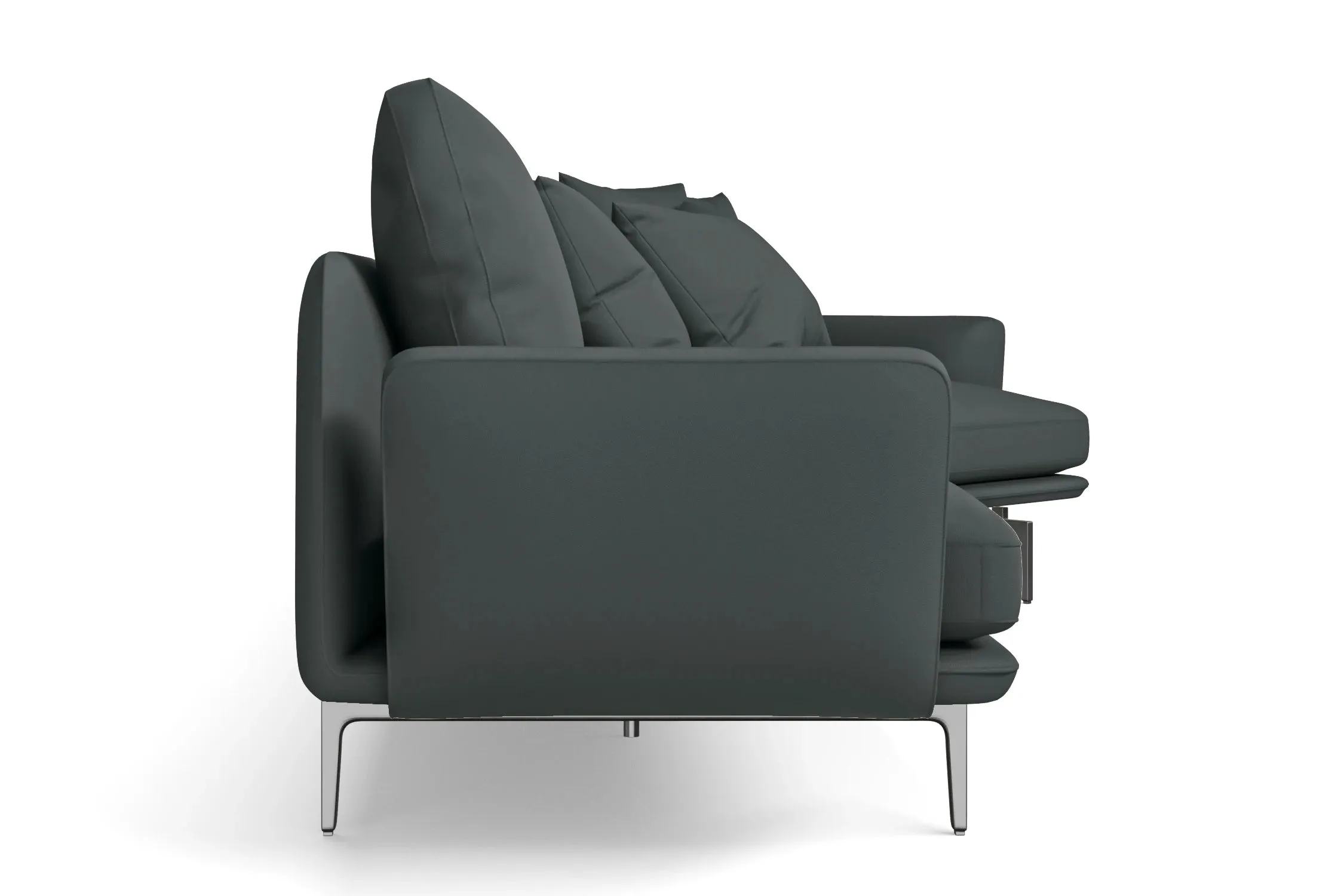 Legnano 4 Seater Right Hand Facing Chaise Lounge Corner Sofa Slate Leather