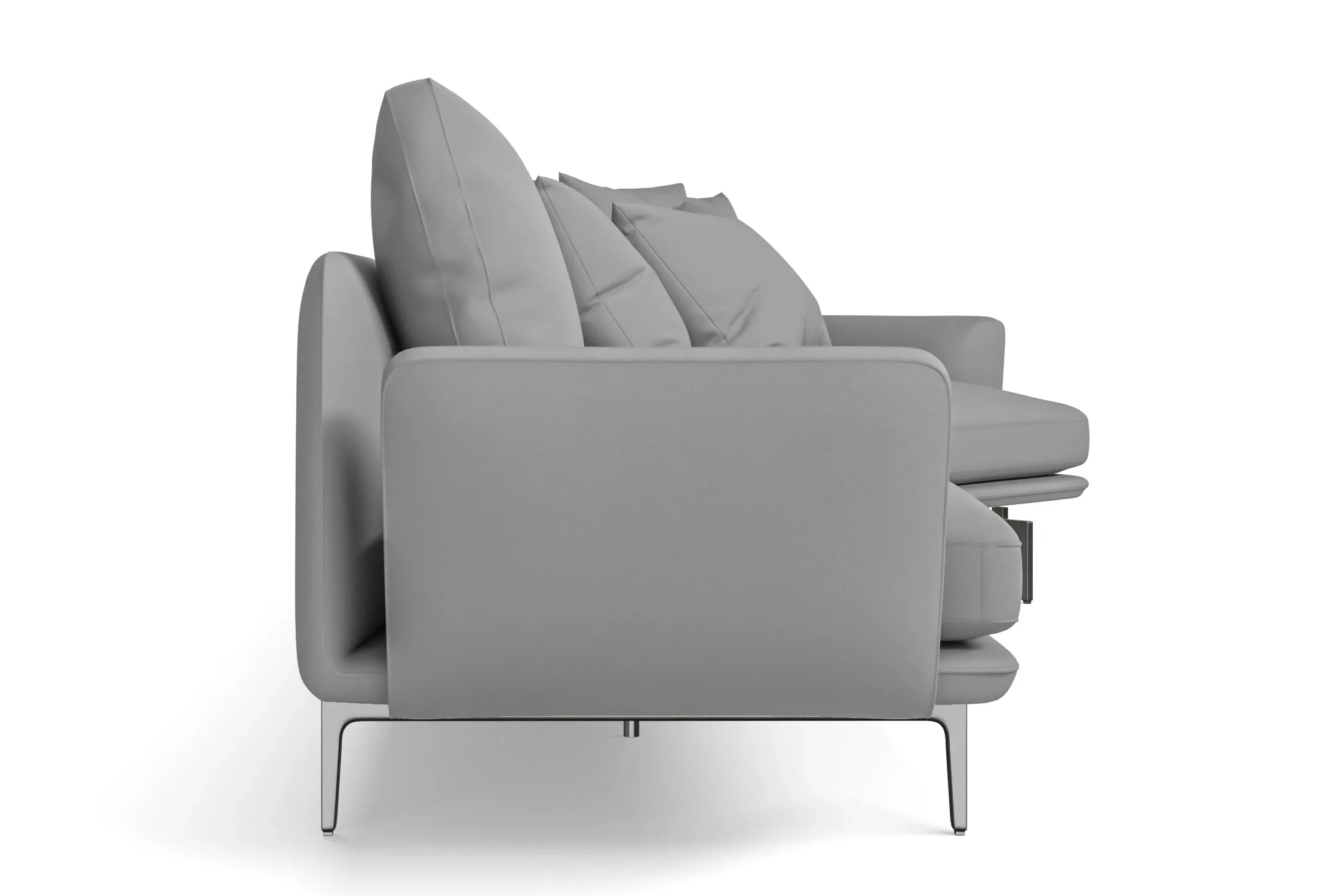 Legnano 5 Seater Right Hand Facing Chaise Lounge Corner Sofa Grey Leather