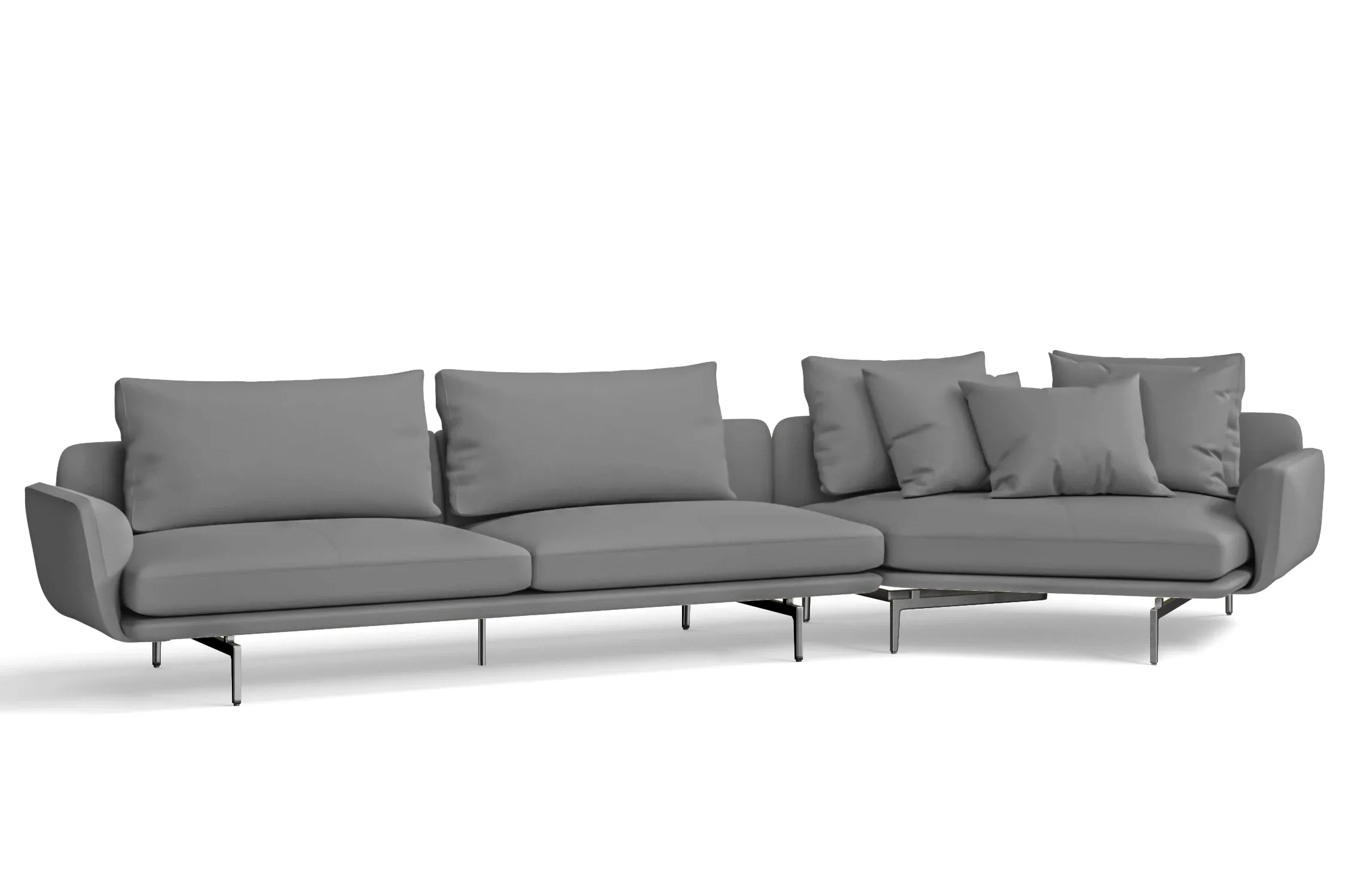 Legnano 5 Seater Right Hand Facing Chaise Lounge Corner Sofa Grey Leather