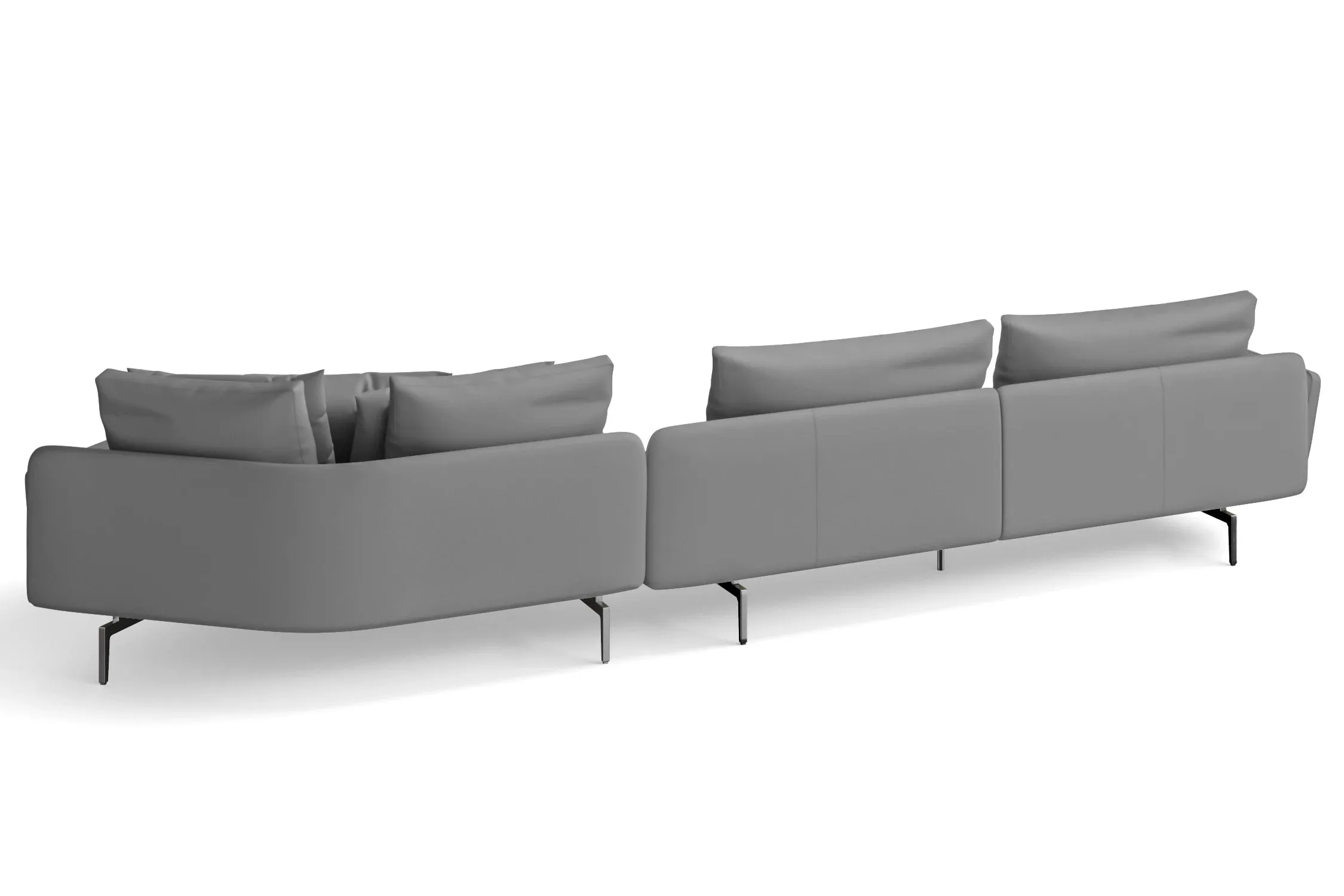 Legnano 5 Seater Right Hand Facing Chaise Lounge Corner Sofa Grey Leather