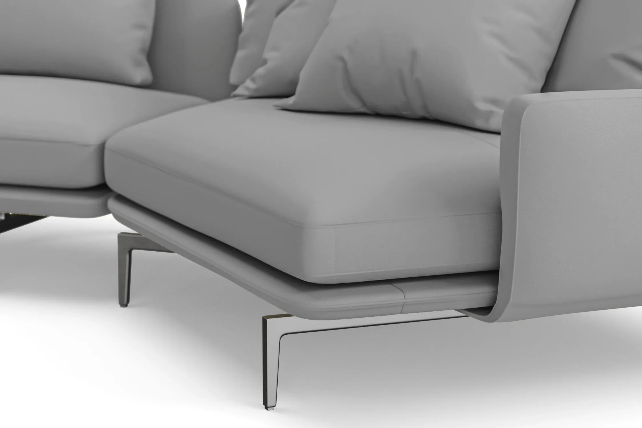 Legnano 5 Seater Right Hand Facing Chaise Lounge Corner Sofa Grey Leather