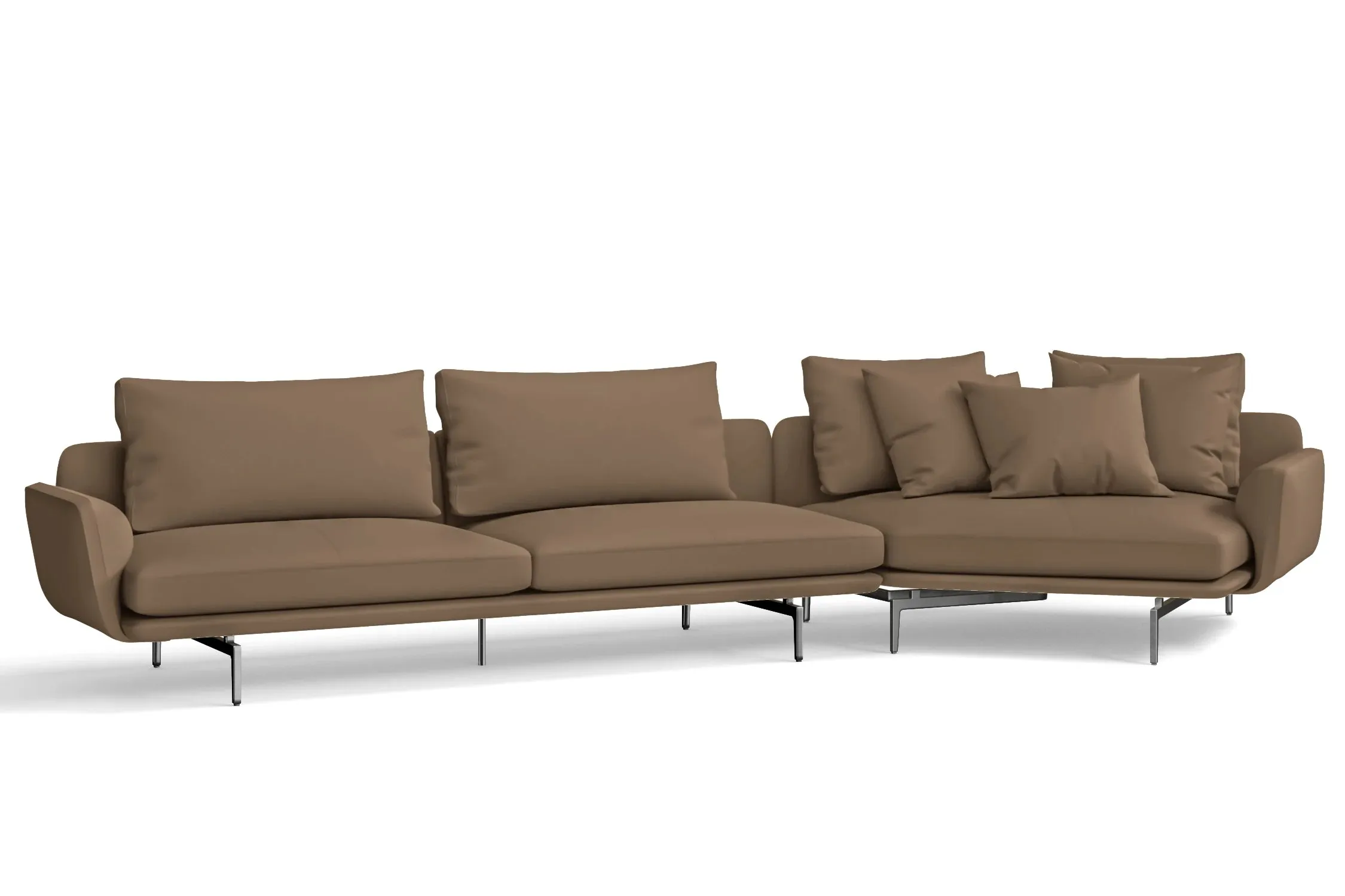 Legnano 5 Seater Right Hand Facing Chaise Lounge Corner Sofa Stone Leather